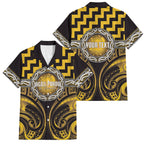 Aotearoa Ngati Porou Personalised Family Matching Off Shoulder Short Dress and Hawaiian Shirt Maori Iwi Poutama Puhoro Tattoo