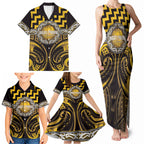 Aotearoa Ngati Porou Personalised Family Matching Tank Maxi Dress and Hawaiian Shirt Maori Iwi Poutama Puhoro Tattoo