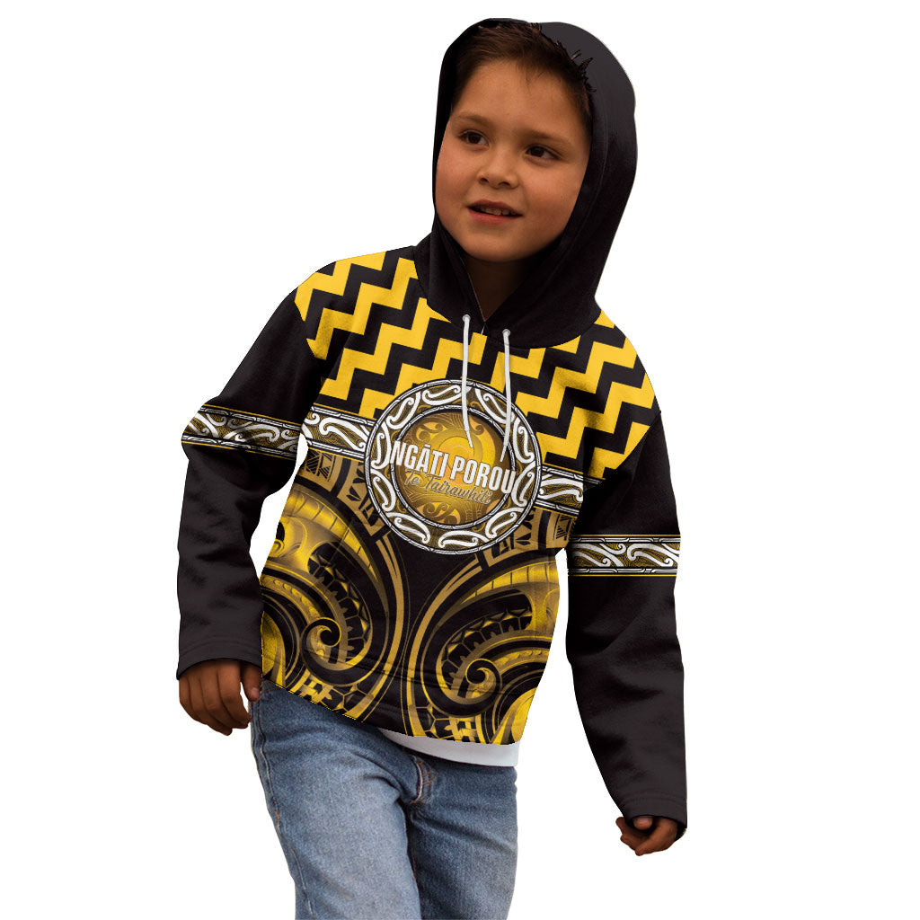 Aotearoa Ngati Porou Personalised Kid Hoodie Maori Iwi Poutama Puhoro Tattoo