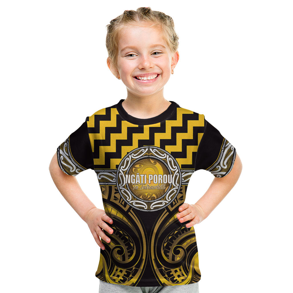 Aotearoa Ngati Porou Personalised Kid T Shirt Maori Iwi Poutama Puhoro Tattoo