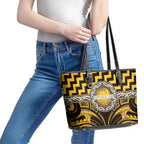 Aotearoa Ngati Porou Leather Tote Bag Maori Iwi Poutama Puhoro Tattoo