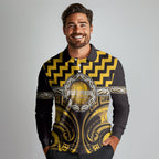 Aotearoa Ngati Porou Personalised Long Sleeve Polo Shirt Maori Iwi Poutama Puhoro Tattoo