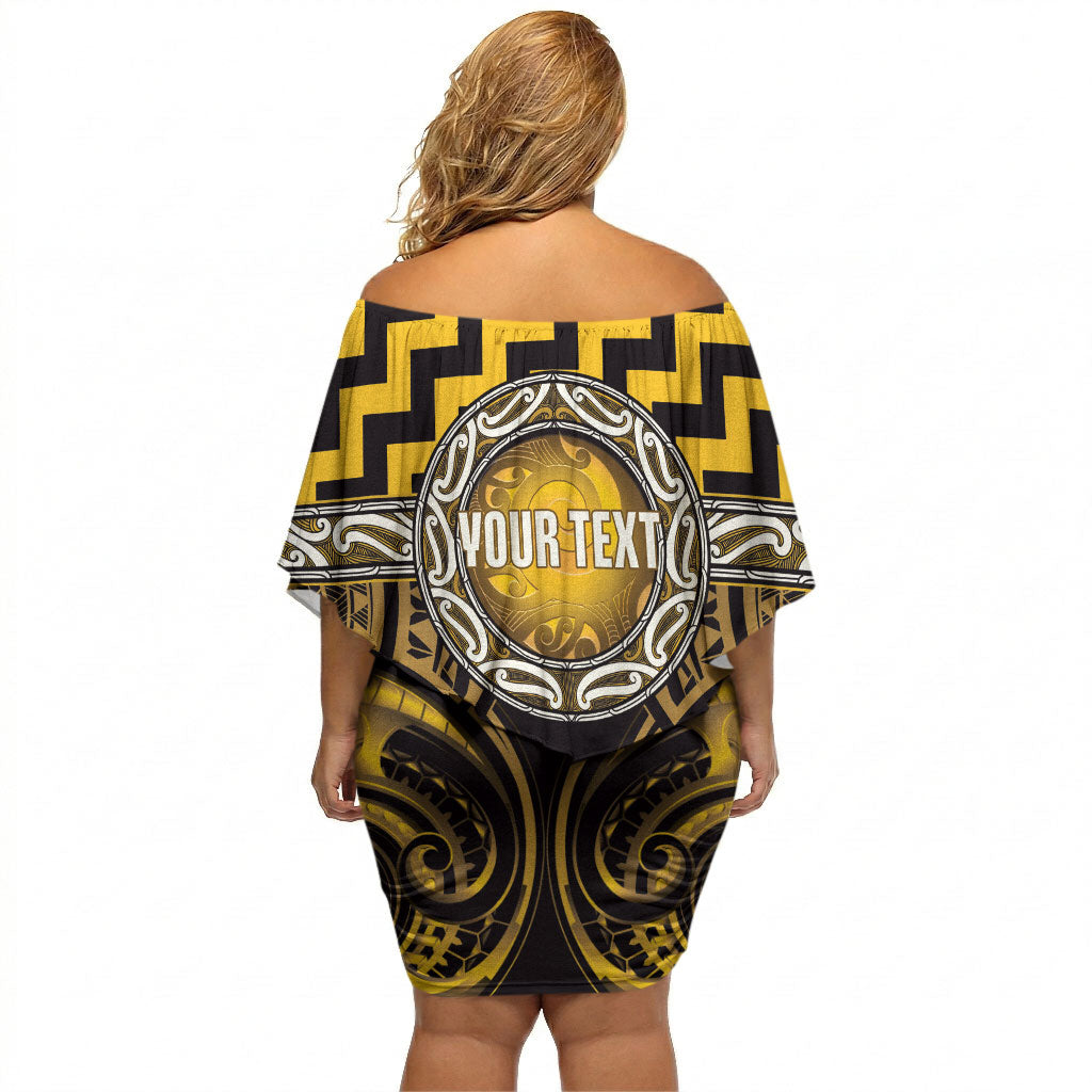 Aotearoa Ngati Porou Personalised Off Shoulder Short Dress Maori Iwi Poutama Puhoro Tattoo