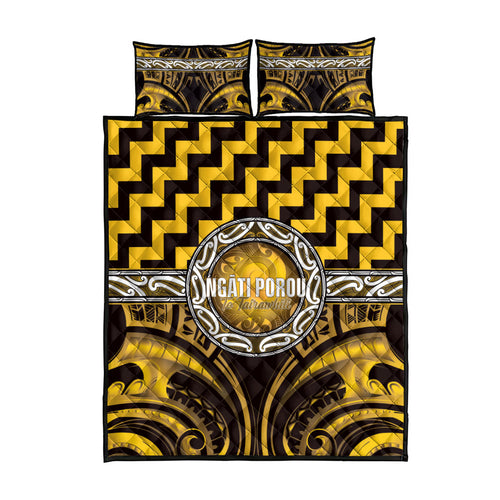 Aotearoa Ngati Porou Quilt Bed Set Maori Iwi Poutama Puhoro Tattoo