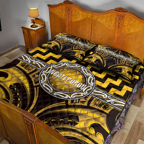 Aotearoa Ngati Porou Quilt Bed Set Maori Iwi Poutama Puhoro Tattoo