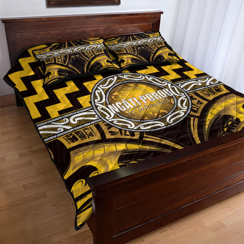 Aotearoa Ngati Porou Quilt Bed Set Maori Iwi Poutama Puhoro Tattoo