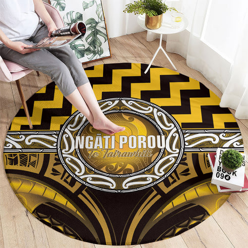 Aotearoa Ngati Porou Round Carpet Maori Iwi Poutama Puhoro Tattoo