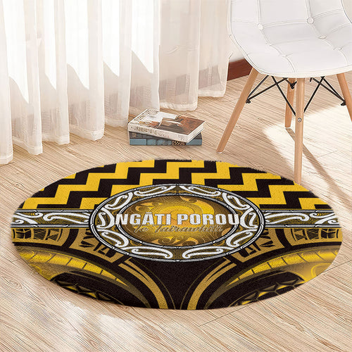 Aotearoa Ngati Porou Round Carpet Maori Iwi Poutama Puhoro Tattoo