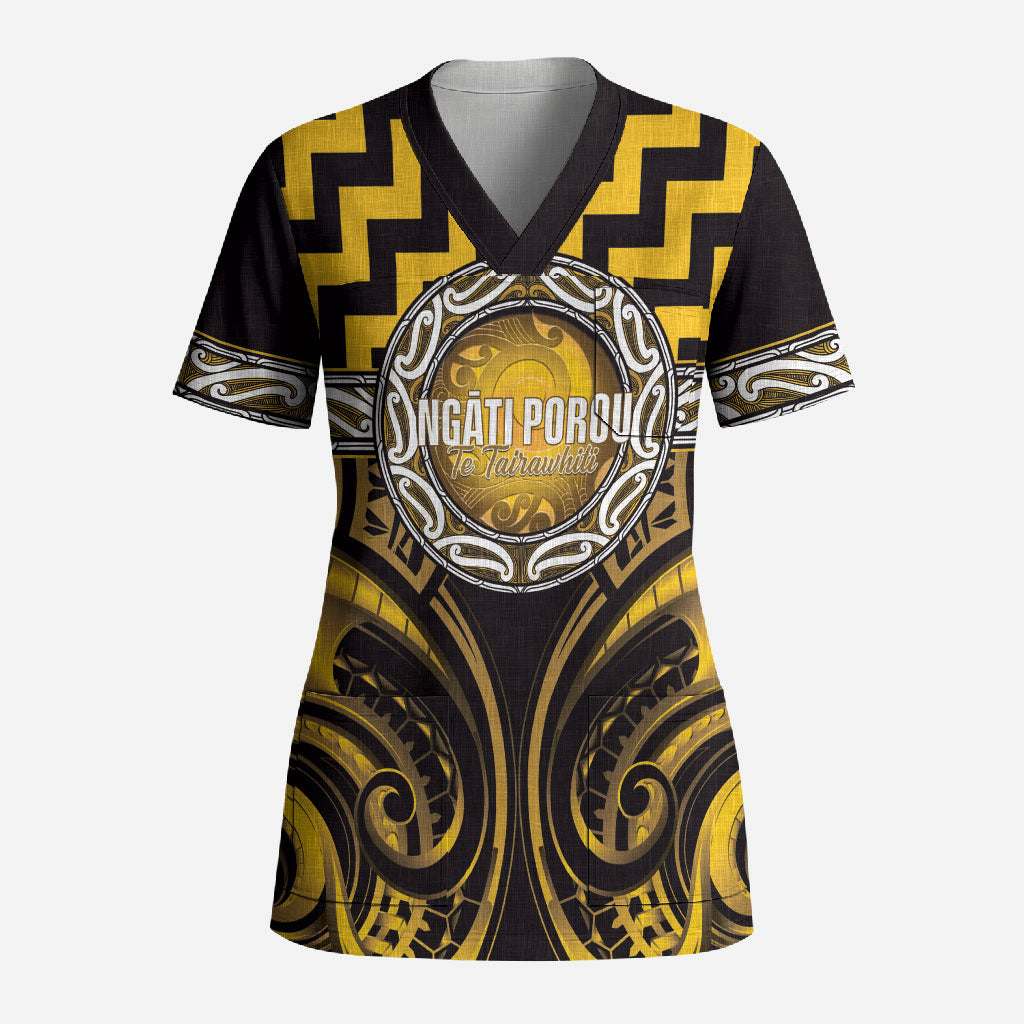 Aotearoa Ngati Porou Personalised Scrub Top Maori Iwi Poutama Puhoro Tattoo