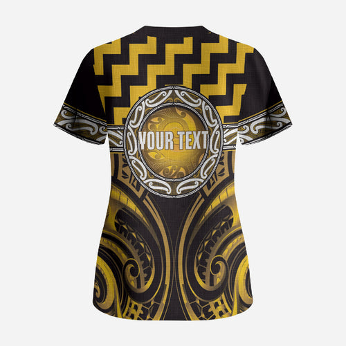 Aotearoa Ngati Porou Personalised Scrub Top Maori Iwi Poutama Puhoro Tattoo
