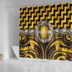 Aotearoa Ngati Porou Shower Curtain Maori Iwi Poutama Puhoro Tattoo