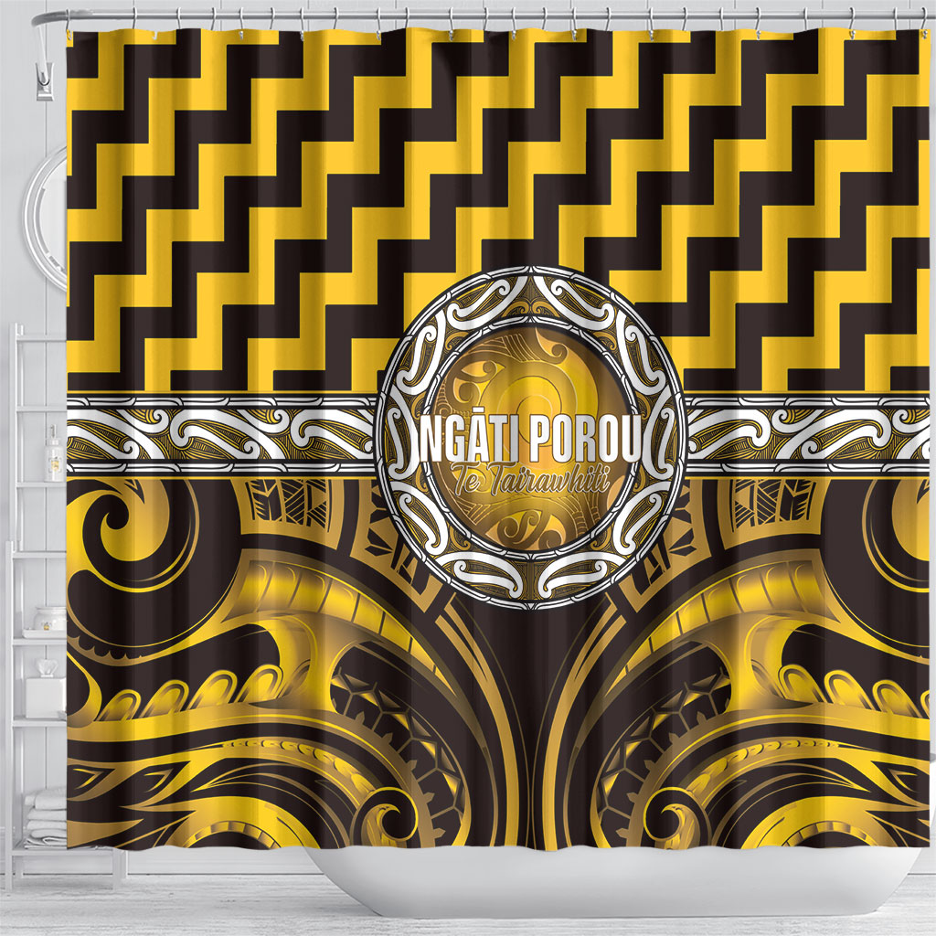 Aotearoa Ngati Porou Shower Curtain Maori Iwi Poutama Puhoro Tattoo