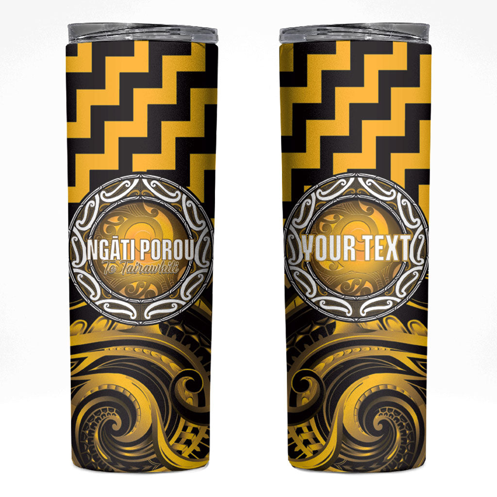Aotearoa Ngati Porou Personalised Skinny Tumbler Maori Iwi Poutama Puhoro Tattoo