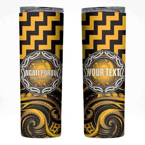 Aotearoa Ngati Porou Personalised Skinny Tumbler Maori Iwi Poutama Puhoro Tattoo