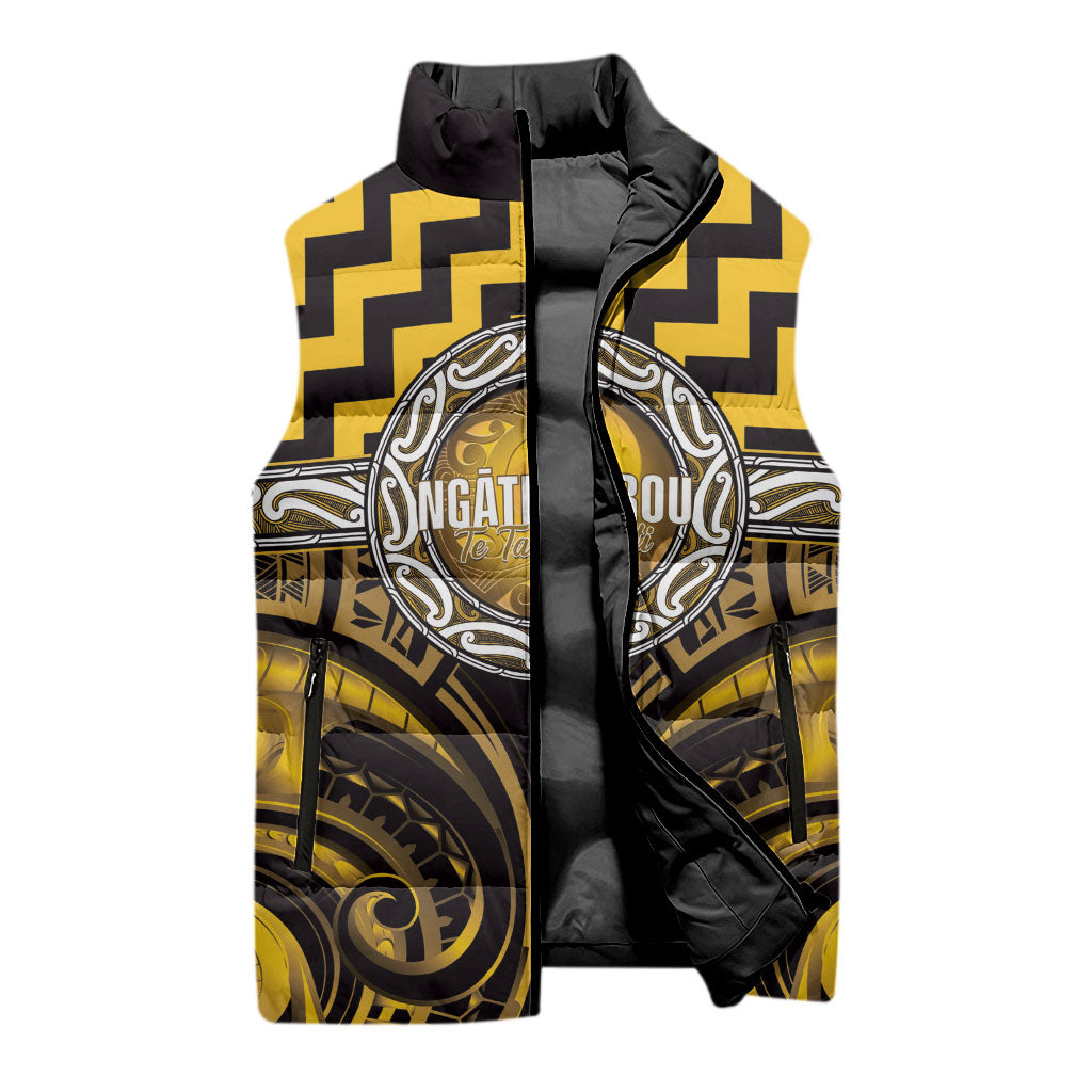 Aotearoa Ngati Porou Personalised Sleeveless Puffer Jacket Maori Iwi Poutama Puhoro Tattoo