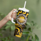Aotearoa Ngati Porou Personalised Tumbler With Handle Maori Iwi Poutama Puhoro Tattoo