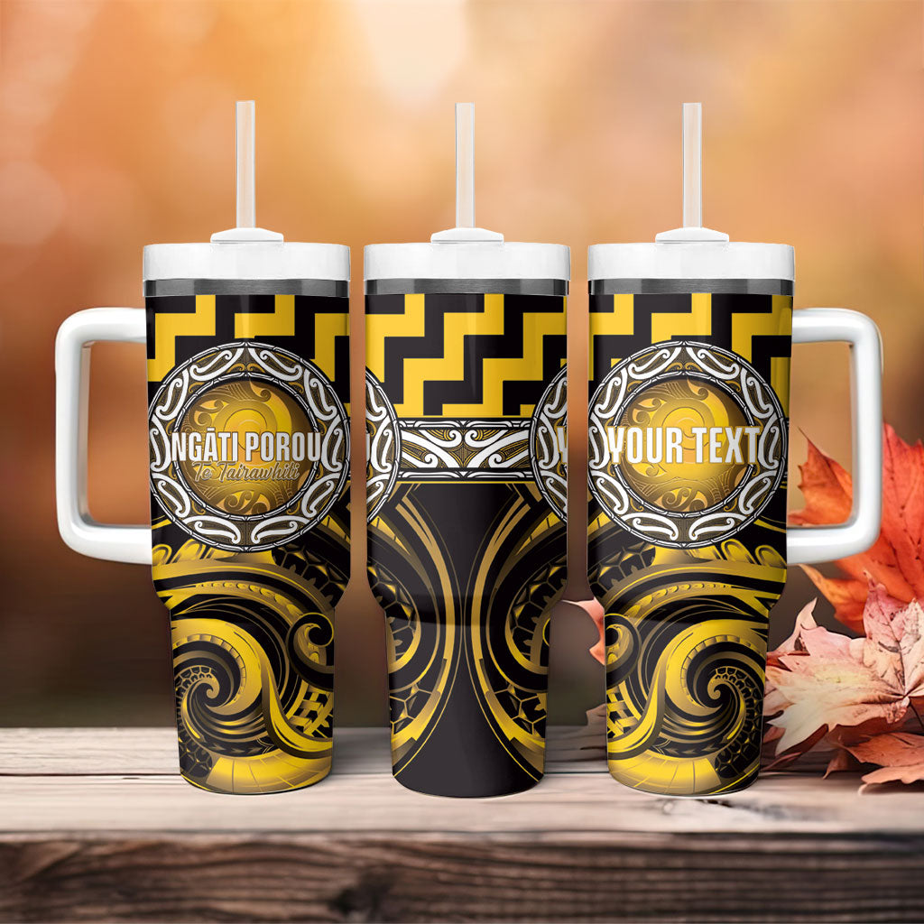 Aotearoa Ngati Porou Personalised Tumbler With Handle Maori Iwi Poutama Puhoro Tattoo