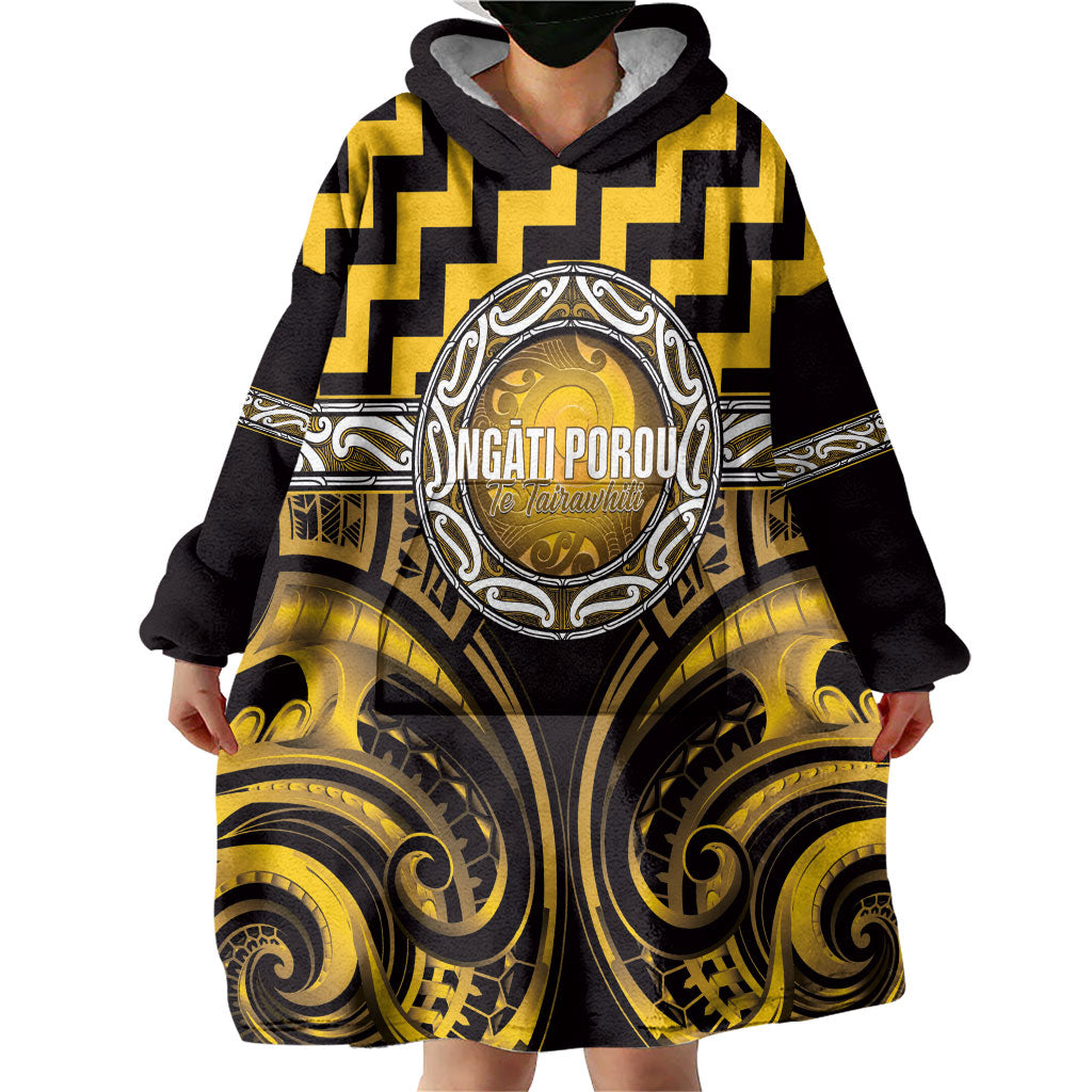 Aotearoa Ngati Porou Personalised Wearable Blanket Hoodie Maori Iwi Poutama Puhoro Tattoo