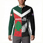 Custom Rugby New Zealand and Lebanon Button Sweatshirt All Black Cedars Together