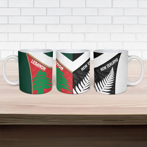 Rugby New Zealand and Lebanon Ceramic Mug All Black Cedars Together