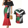 Custom Rugby New Zealand and Lebanon Couples Matching Mermaid Dress and Hawaiian Shirt All Black Cedars Together