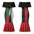 Custom Rugby New Zealand and Lebanon Couples Matching Mermaid Dress and Long Sleeve Button Shirt All Black Cedars Together