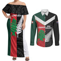 Custom Rugby New Zealand and Lebanon Couples Matching Off Shoulder Maxi Dress and Long Sleeve Button Shirt All Black Cedars Together