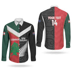 Custom Rugby New Zealand and Lebanon Couples Matching Off Shoulder Short Dress and Long Sleeve Button Shirt All Black Cedars Together