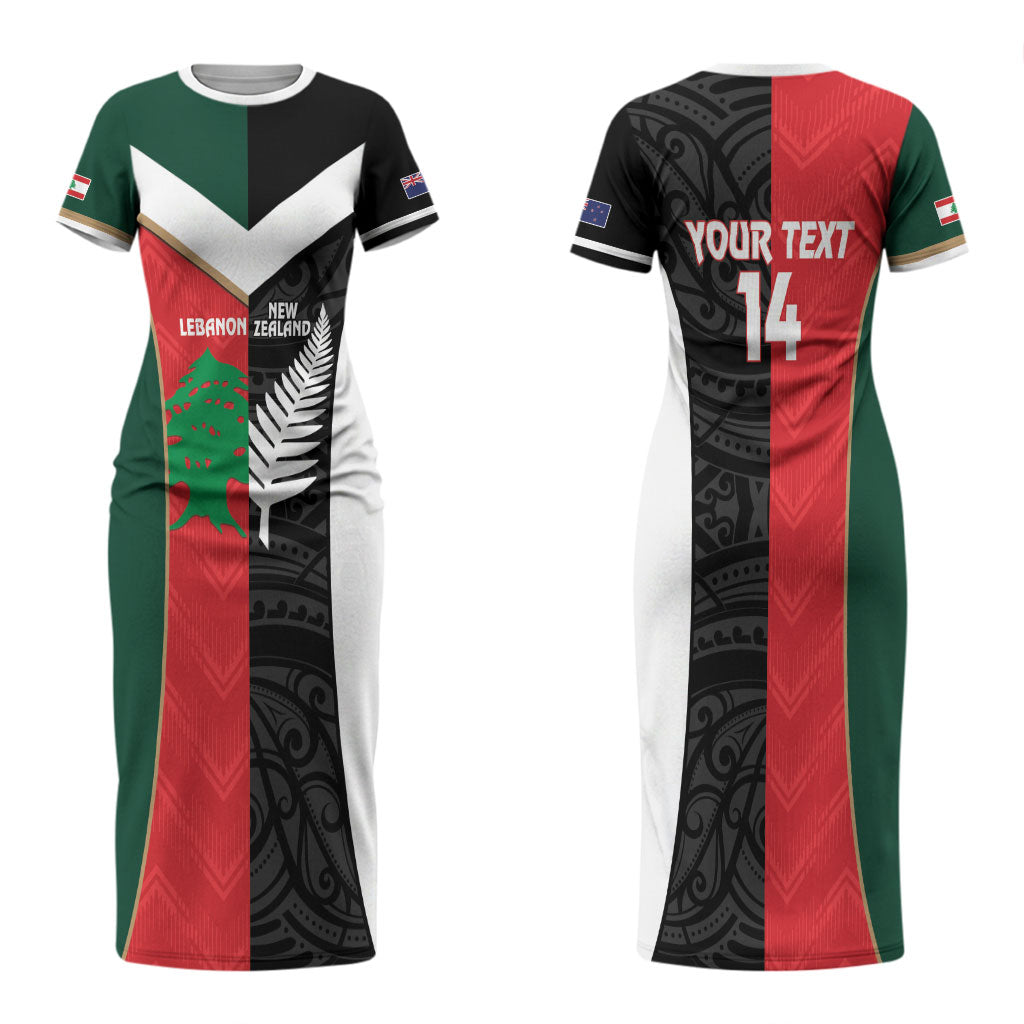 Custom Rugby New Zealand and Lebanon Couples Matching Short Sleeve Bodycon Dress and Long Sleeve Button Shirt All Black Cedars Together