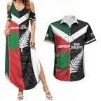 Custom Rugby New Zealand and Lebanon Couples Matching Summer Maxi Dress and Hawaiian Shirt All Black Cedars Together
