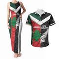 Custom Rugby New Zealand and Lebanon Couples Matching Tank Maxi Dress and Hawaiian Shirt All Black Cedars Together