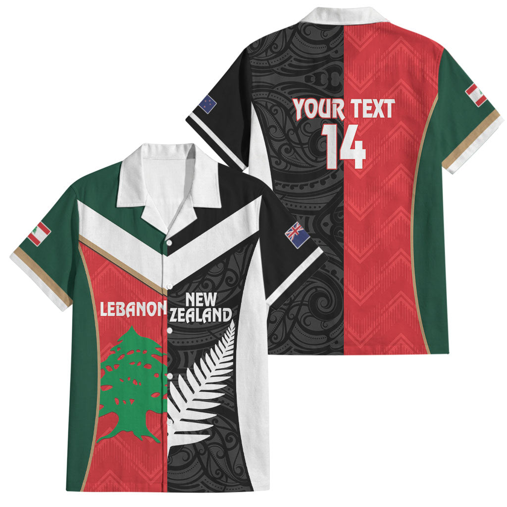 Custom Rugby New Zealand and Lebanon Family Matching Off Shoulder Maxi Dress and Hawaiian Shirt All Black Cedars Together