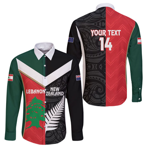 Custom Rugby New Zealand and Lebanon Family Matching Summer Maxi Dress and Hawaiian Shirt All Black Cedars Together