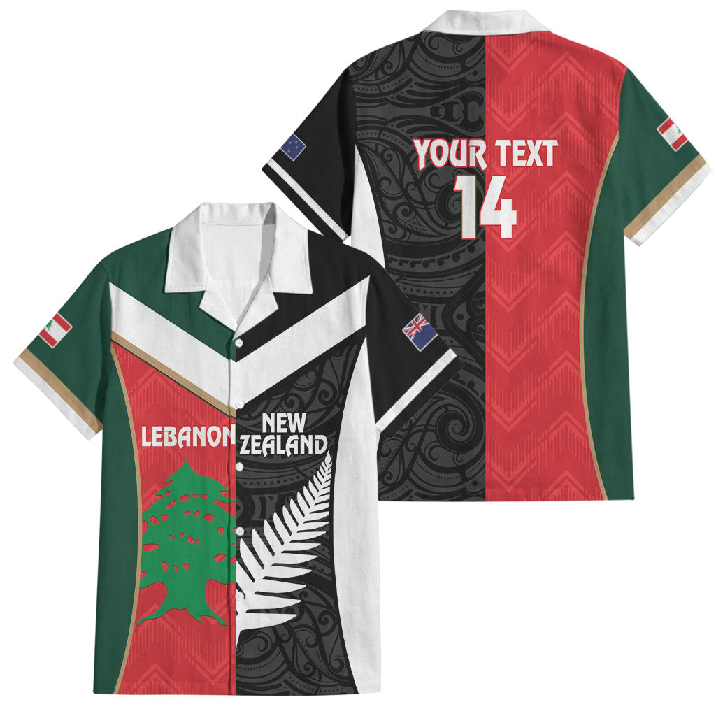 Custom Rugby New Zealand and Lebanon Family Matching Tank Maxi Dress and Hawaiian Shirt All Black Cedars Together