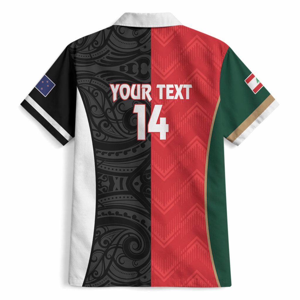 Custom Rugby New Zealand and Lebanon Hawaiian Shirt All Black Cedars Together