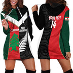 Custom Rugby New Zealand and Lebanon Hoodie Dress All Black Cedars Together