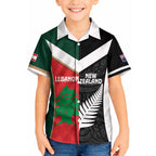Custom Rugby New Zealand and Lebanon Kid Hawaiian Shirt All Black Cedars Together