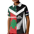 Custom Rugby New Zealand and Lebanon Kid Polo Shirt All Black Cedars Together