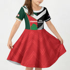 Custom Rugby New Zealand and Lebanon Kid Short Sleeve Dress All Black Cedars Together