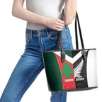 Rugby New Zealand and Lebanon Leather Tote Bag All Black Cedars Together