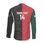 Custom Rugby New Zealand and Lebanon Long Sleeve Button Shirt All Black Cedars Together