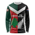 Custom Rugby New Zealand and Lebanon Long Sleeve Shirt All Black Cedars Together