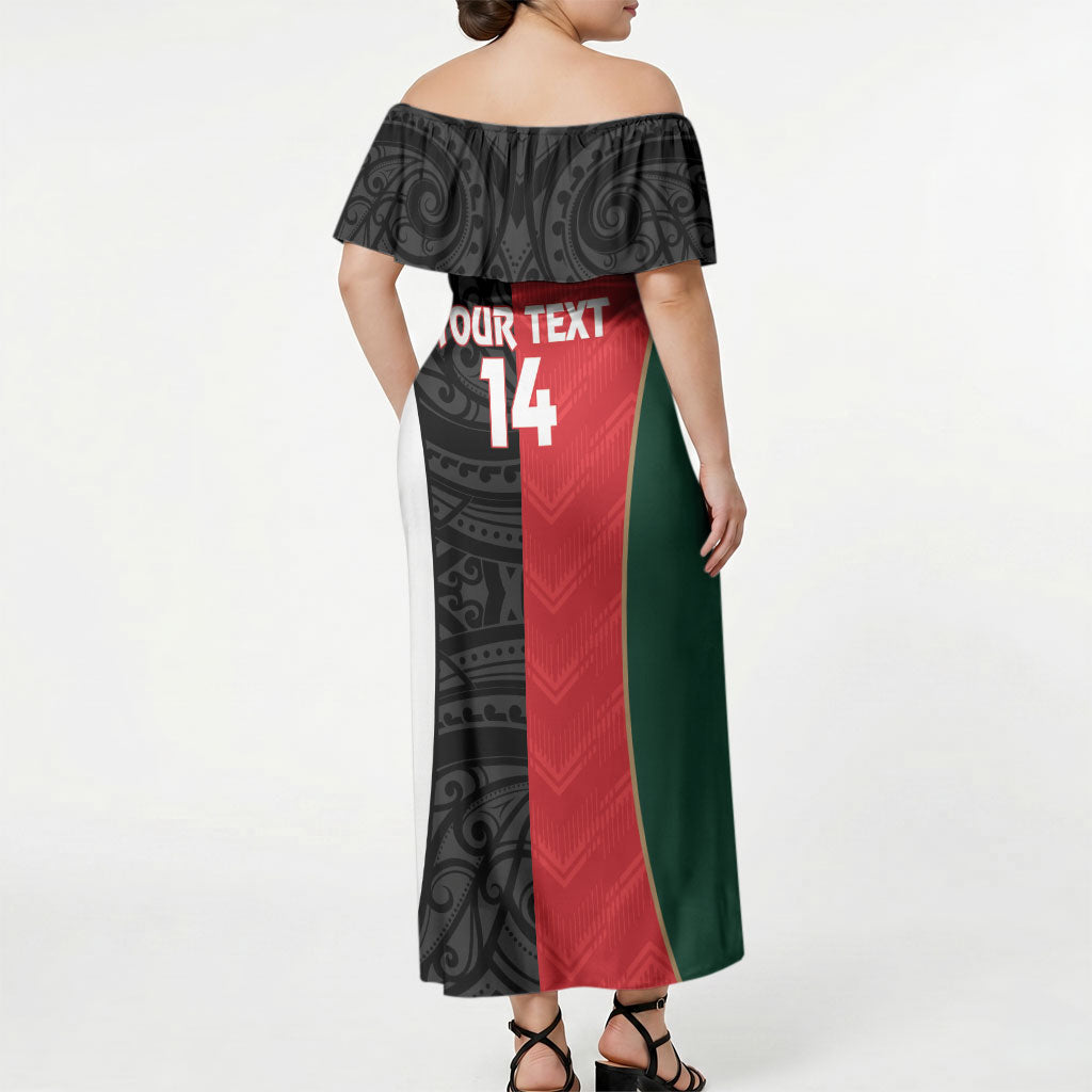 Custom Rugby New Zealand and Lebanon Off Shoulder Maxi Dress All Black Cedars Together