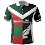 Custom Rugby New Zealand and Lebanon Polo Shirt All Black Cedars Together