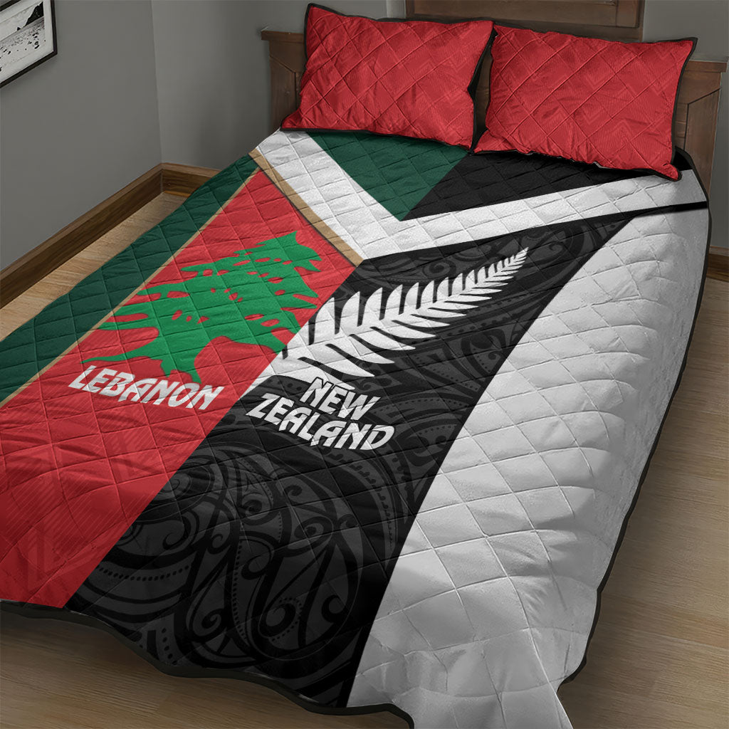 Rugby New Zealand and Lebanon Quilt Bed Set All Black Cedars Together