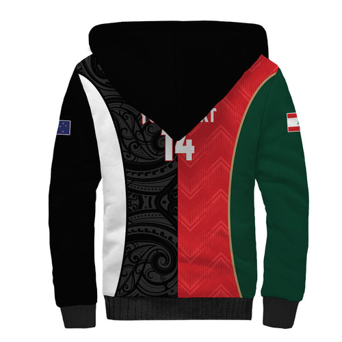 Custom Rugby New Zealand and Lebanon Sherpa Hoodie All Black Cedars Together