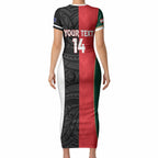 Custom Rugby New Zealand and Lebanon Short Sleeve Bodycon Dress All Black Cedars Together