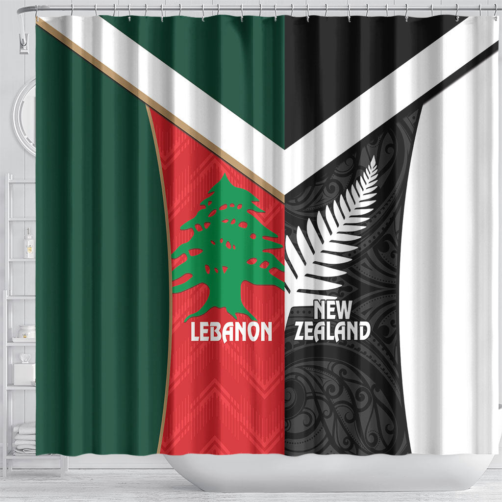 Rugby New Zealand and Lebanon Shower Curtain All Black Cedars Together