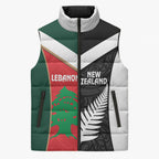 Custom Rugby New Zealand and Lebanon Sleeveless Puffer Jacket All Black Cedars Together