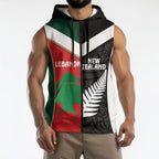 Custom Rugby New Zealand and Lebanon Sleeveless Zip Hoodie All Black Cedars Together